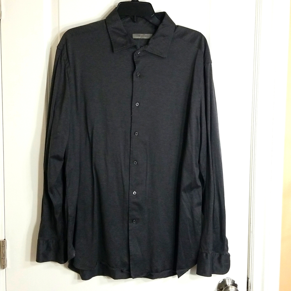 Corneliani Heathered Dark Gray 18 Shirt